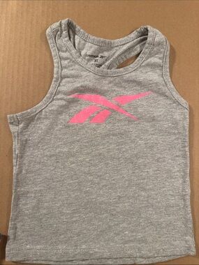 Reebok Gray Tank Top with Pink Logo - Girls